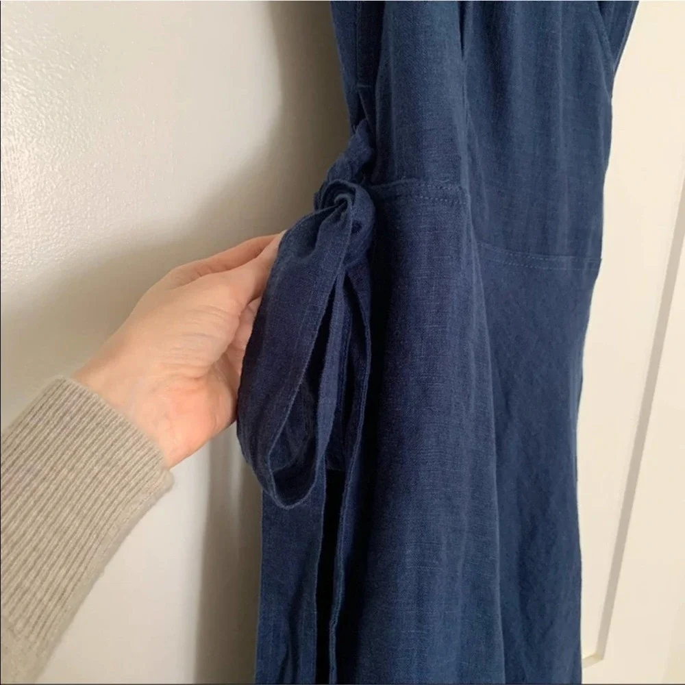 New Ralph Lauren Maxi Linen Navy Long Dress - Picture 9 of 16